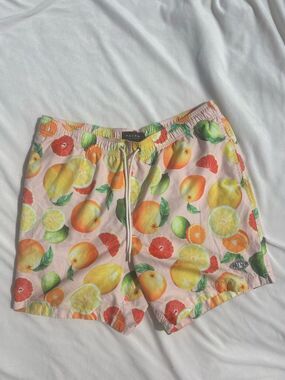 PacSun Pastel Pink Citrus Fruit Print Swim Trunks